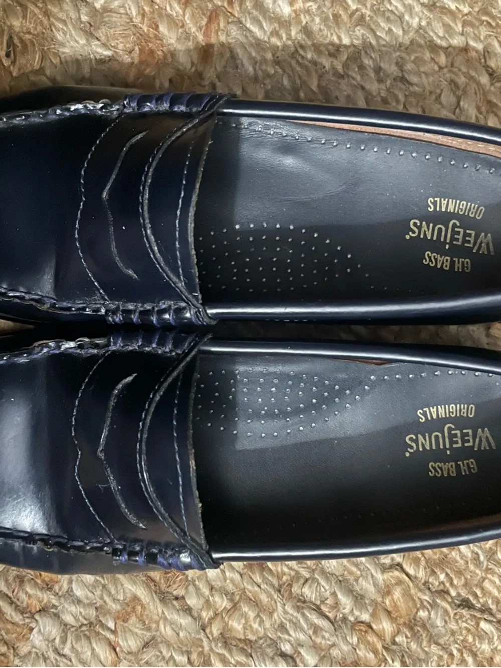 G.H. Bass & Co. Navy Leather Penny Loafers - Picture 1 of 4